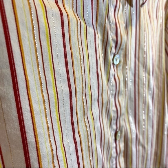Chico's women's size 3 (L-16) button down 3/4 sleeve multi color striped shirt - Picture 4 of 9